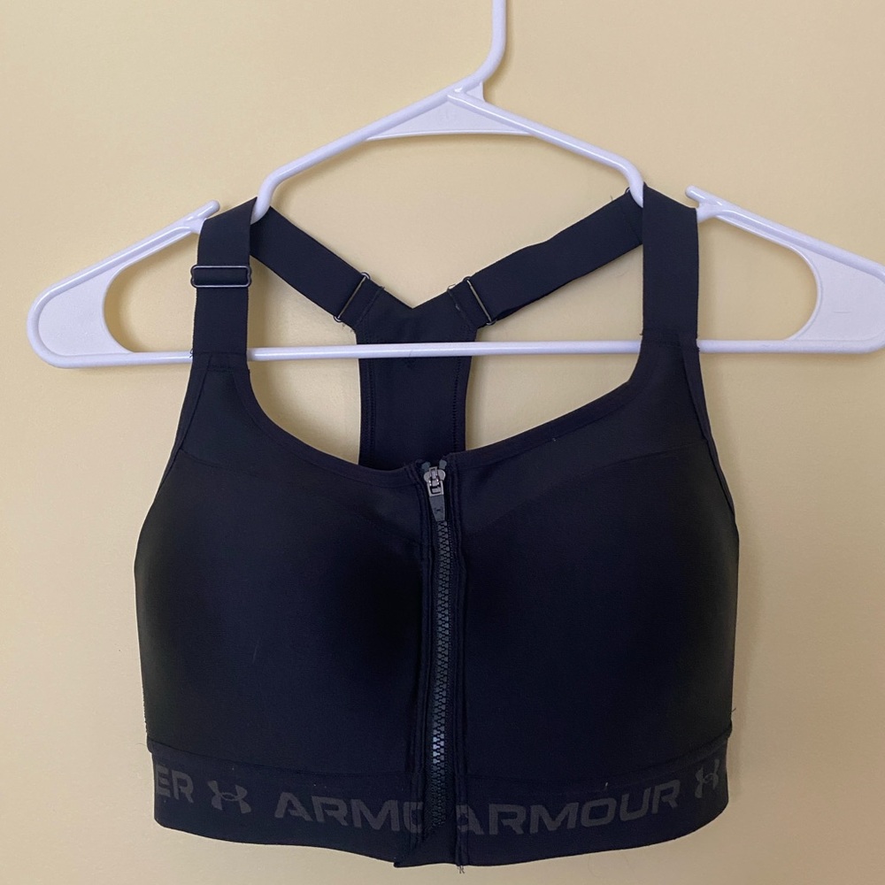 Under Armour Black Racerback Sports Bra with Front Zipper